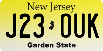 NJ license plate J23OUK