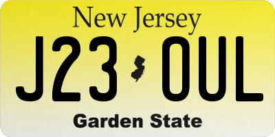 NJ license plate J23OUL