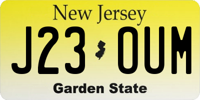 NJ license plate J23OUM