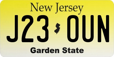 NJ license plate J23OUN