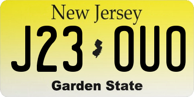NJ license plate J23OUO