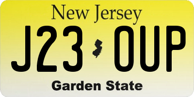 NJ license plate J23OUP
