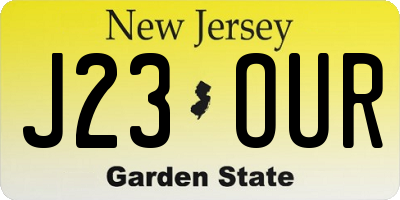NJ license plate J23OUR