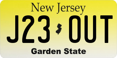 NJ license plate J23OUT