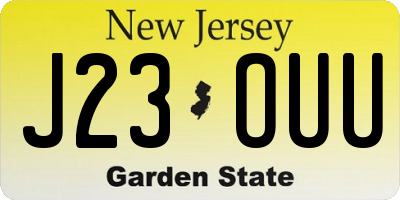 NJ license plate J23OUU