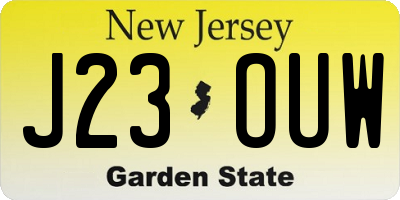 NJ license plate J23OUW