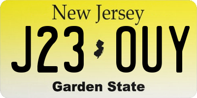 NJ license plate J23OUY