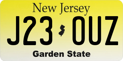 NJ license plate J23OUZ