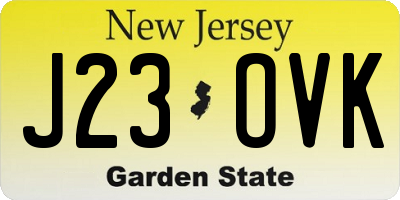 NJ license plate J23OVK