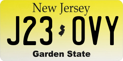 NJ license plate J23OVY