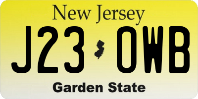 NJ license plate J23OWB