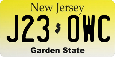 NJ license plate J23OWC