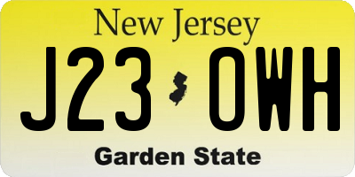 NJ license plate J23OWH