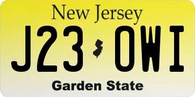 NJ license plate J23OWI