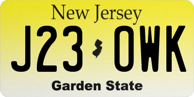 NJ license plate J23OWK