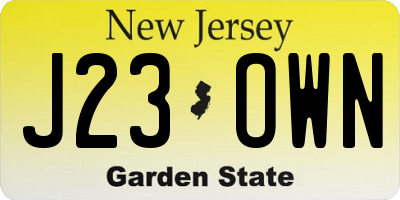 NJ license plate J23OWN