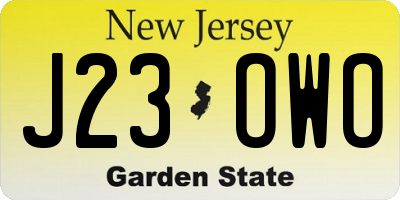 NJ license plate J23OWO