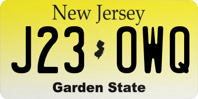 NJ license plate J23OWQ