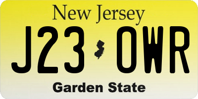 NJ license plate J23OWR