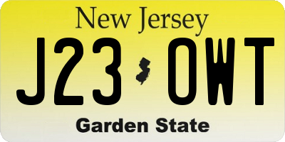 NJ license plate J23OWT