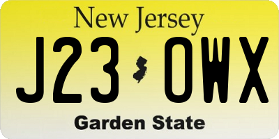 NJ license plate J23OWX