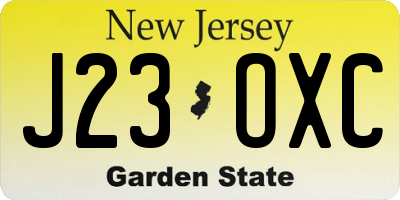NJ license plate J23OXC
