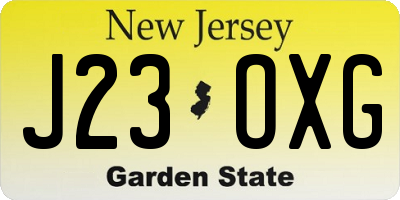 NJ license plate J23OXG