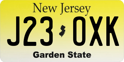NJ license plate J23OXK