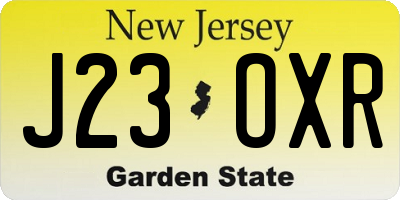 NJ license plate J23OXR