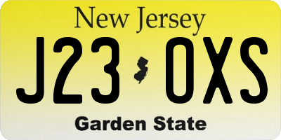 NJ license plate J23OXS