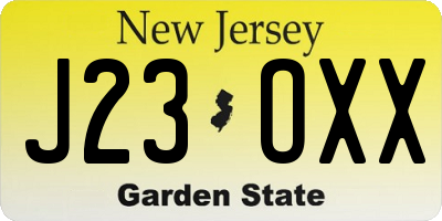 NJ license plate J23OXX