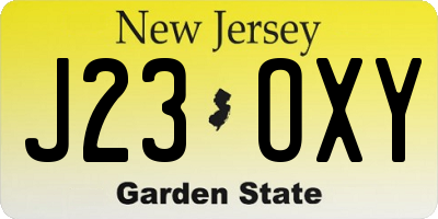 NJ license plate J23OXY