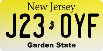 NJ license plate J23OYF