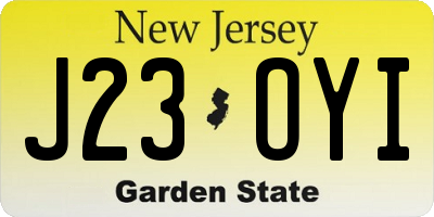 NJ license plate J23OYI