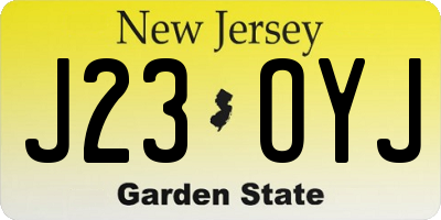 NJ license plate J23OYJ