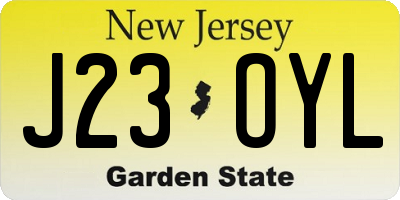 NJ license plate J23OYL