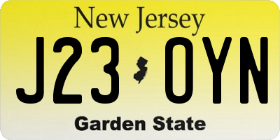 NJ license plate J23OYN