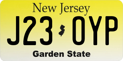 NJ license plate J23OYP