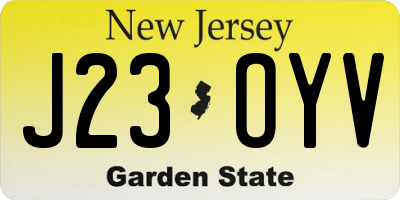 NJ license plate J23OYV