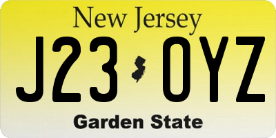 NJ license plate J23OYZ
