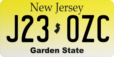 NJ license plate J23OZC