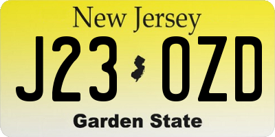 NJ license plate J23OZD