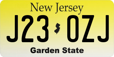 NJ license plate J23OZJ