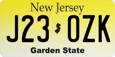 NJ license plate J23OZK
