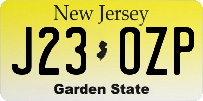 NJ license plate J23OZP
