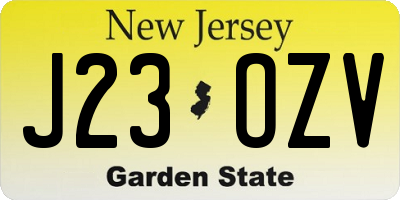 NJ license plate J23OZV