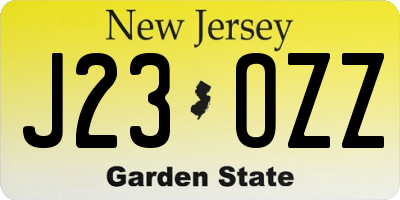 NJ license plate J23OZZ