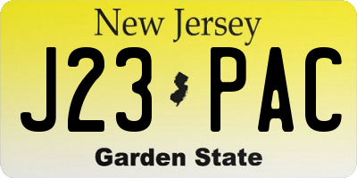 NJ license plate J23PAC