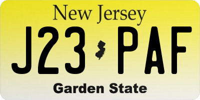 NJ license plate J23PAF