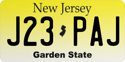 NJ license plate J23PAJ